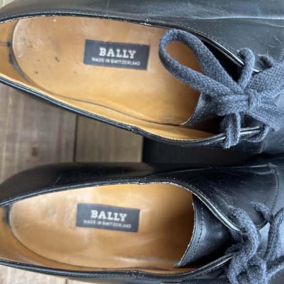 Bally Men’s US 9.5 F Black Leather Lace-up Oxford Cap Toe Dress Shoes Preppy EUC - Picture 8 of 9